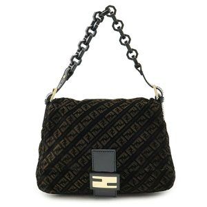 FENDI Zucchino Print Mamma Bucket Shoulder Bag in Velvet and Patent Leather, ...